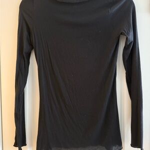 intimissimi Black Long Sleeve Slim Crewneck Top